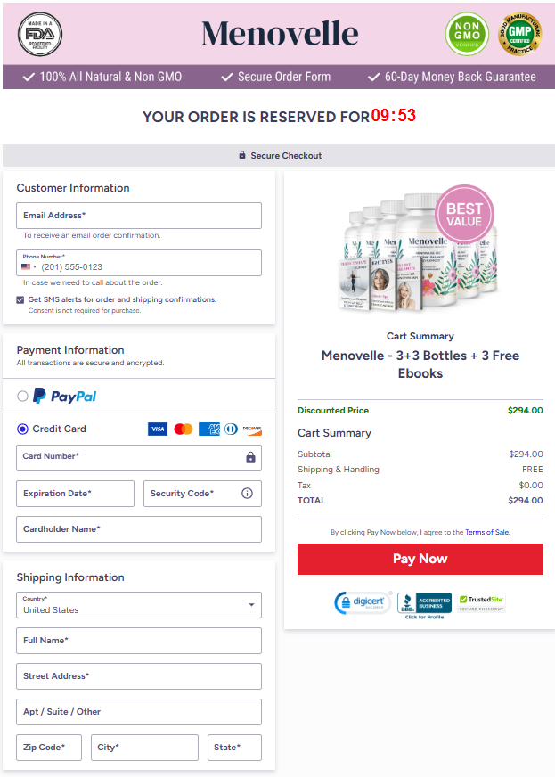 Menovelle Official Website Secure Order Page